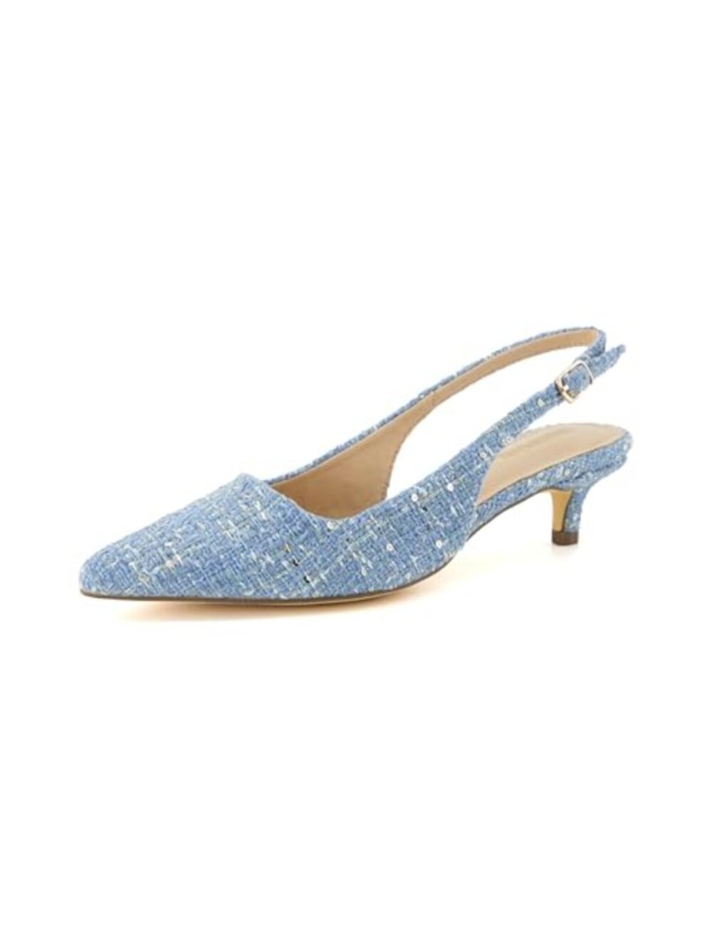 Cushioned Kitten Heel Slingback Pumps with Memory Foam